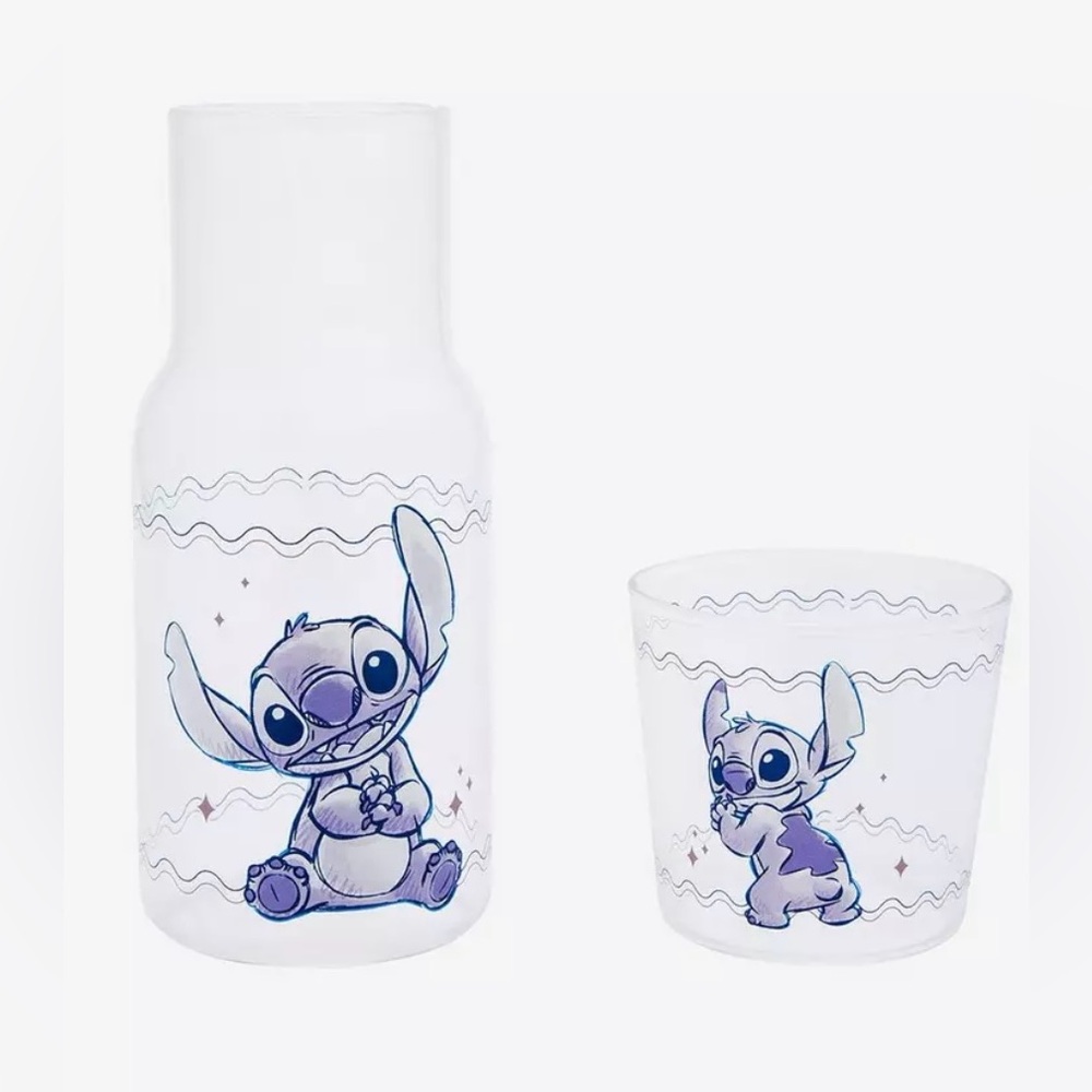 Disney Stitch Glass Pitcher and Cup